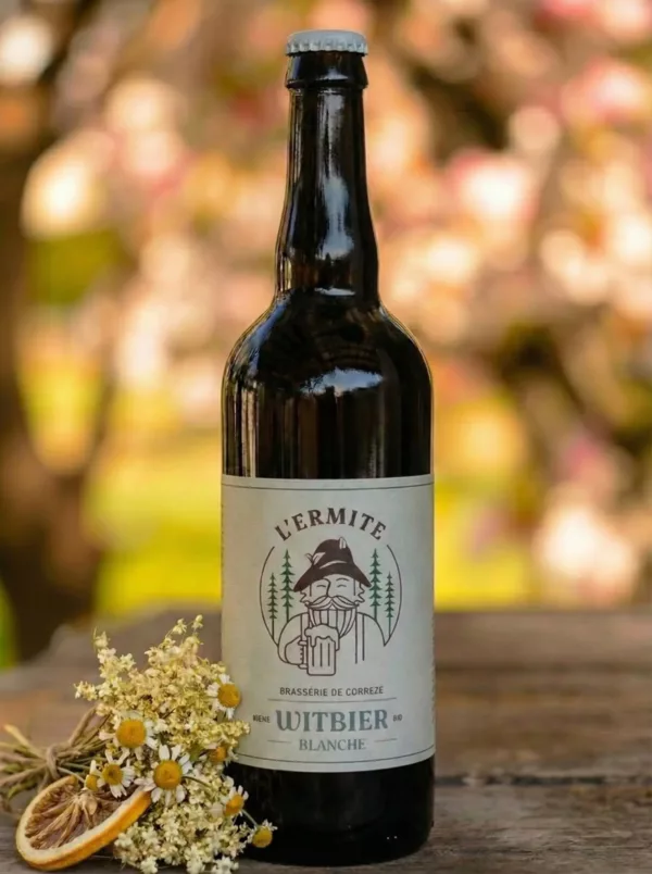 Bouteille de bière Blanche L'Ermite 75cl idéale pour l'apéritif
